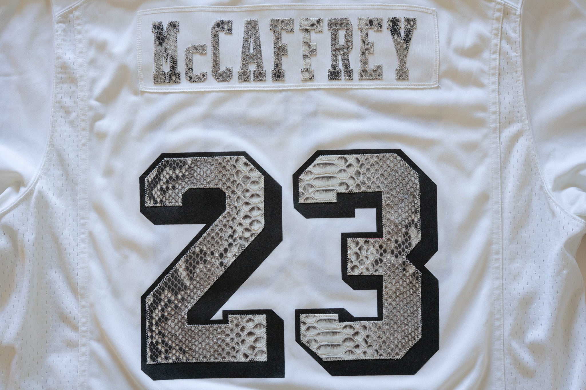 Custom Nike Christian McCaffrey San Francisco 49ers Python Jersey (White)