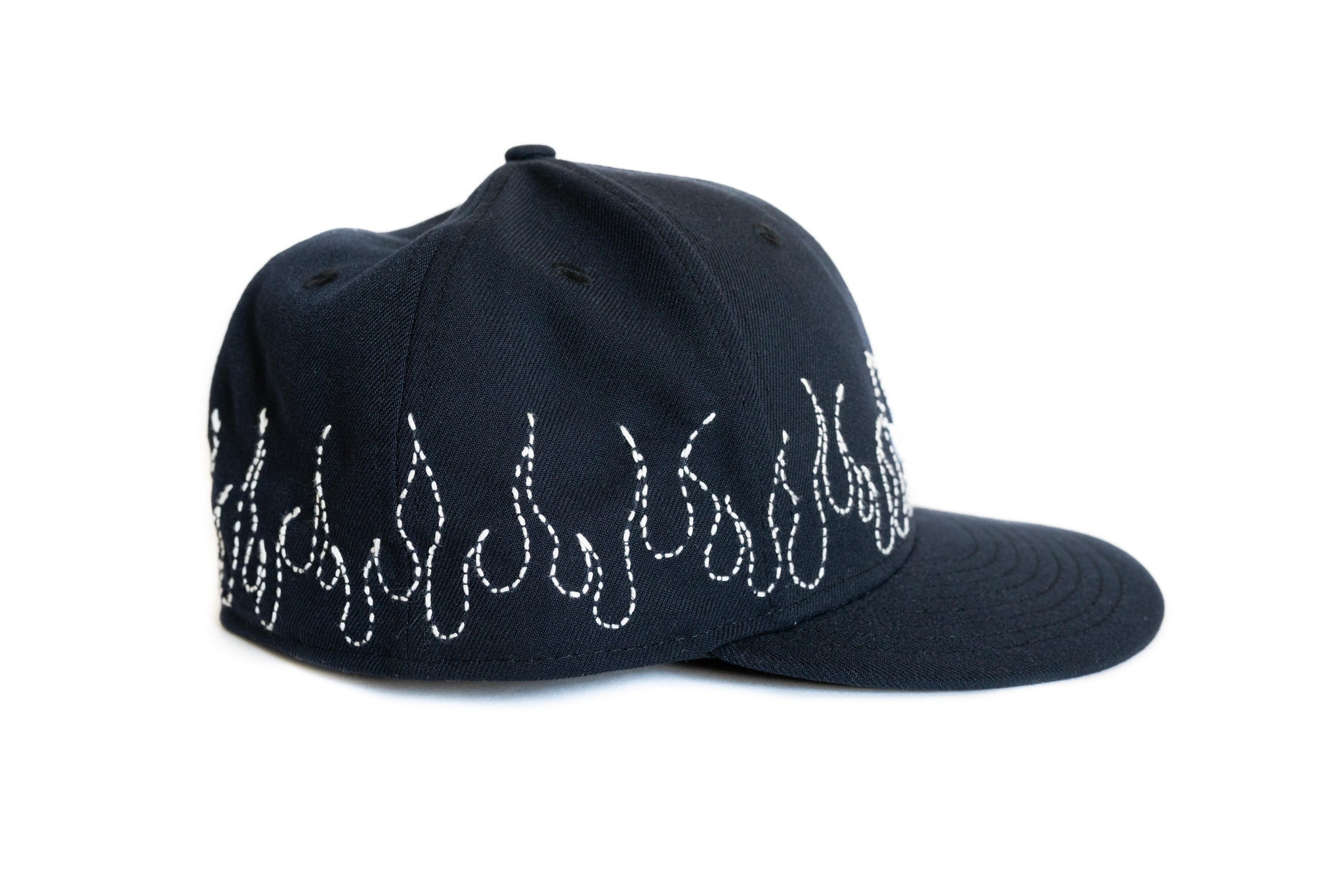 Custom New Era Atlanta Braves Flames Sashiko Hat (Navy)