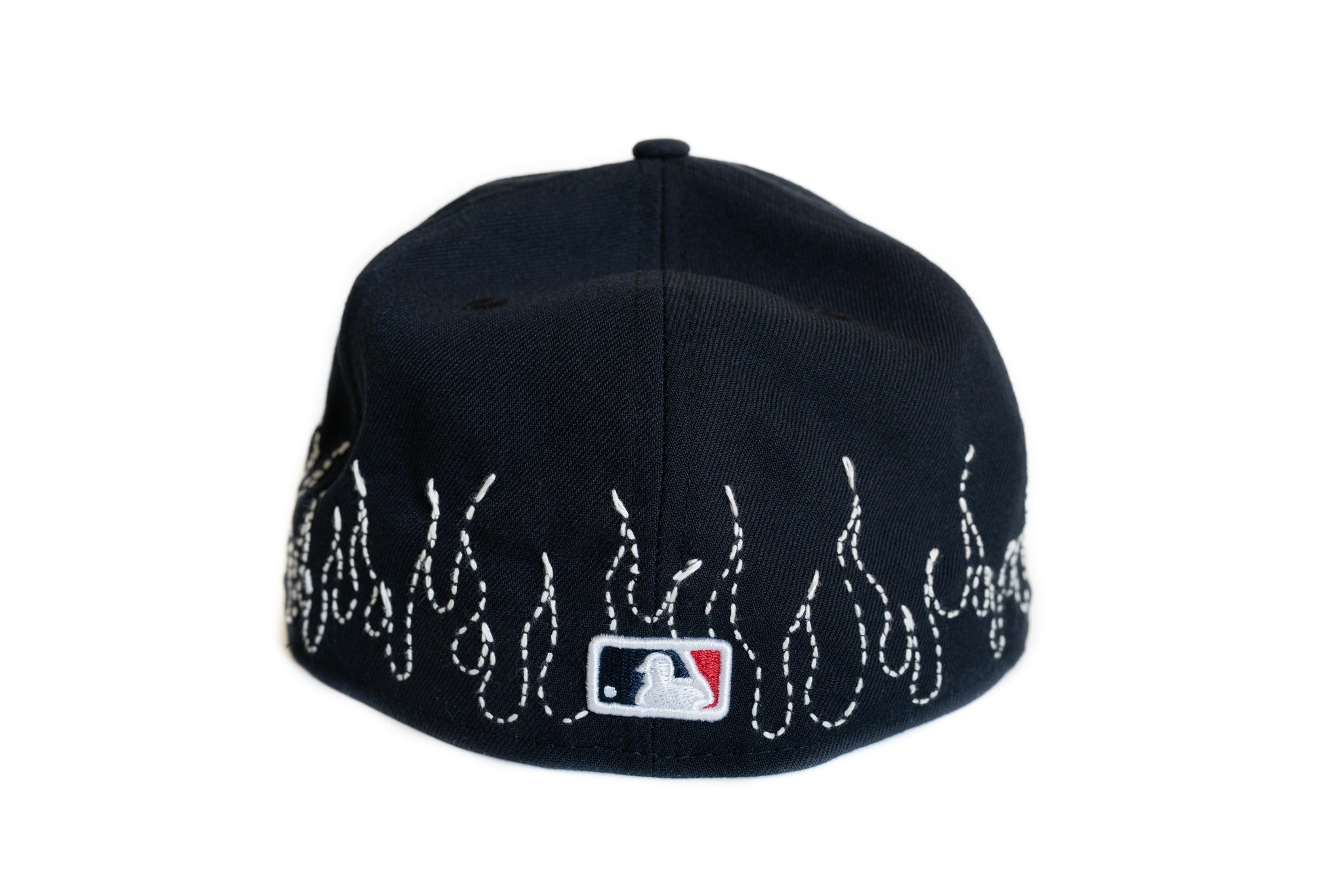 Custom New Era Atlanta Braves Flames Sashiko Hat (Navy)