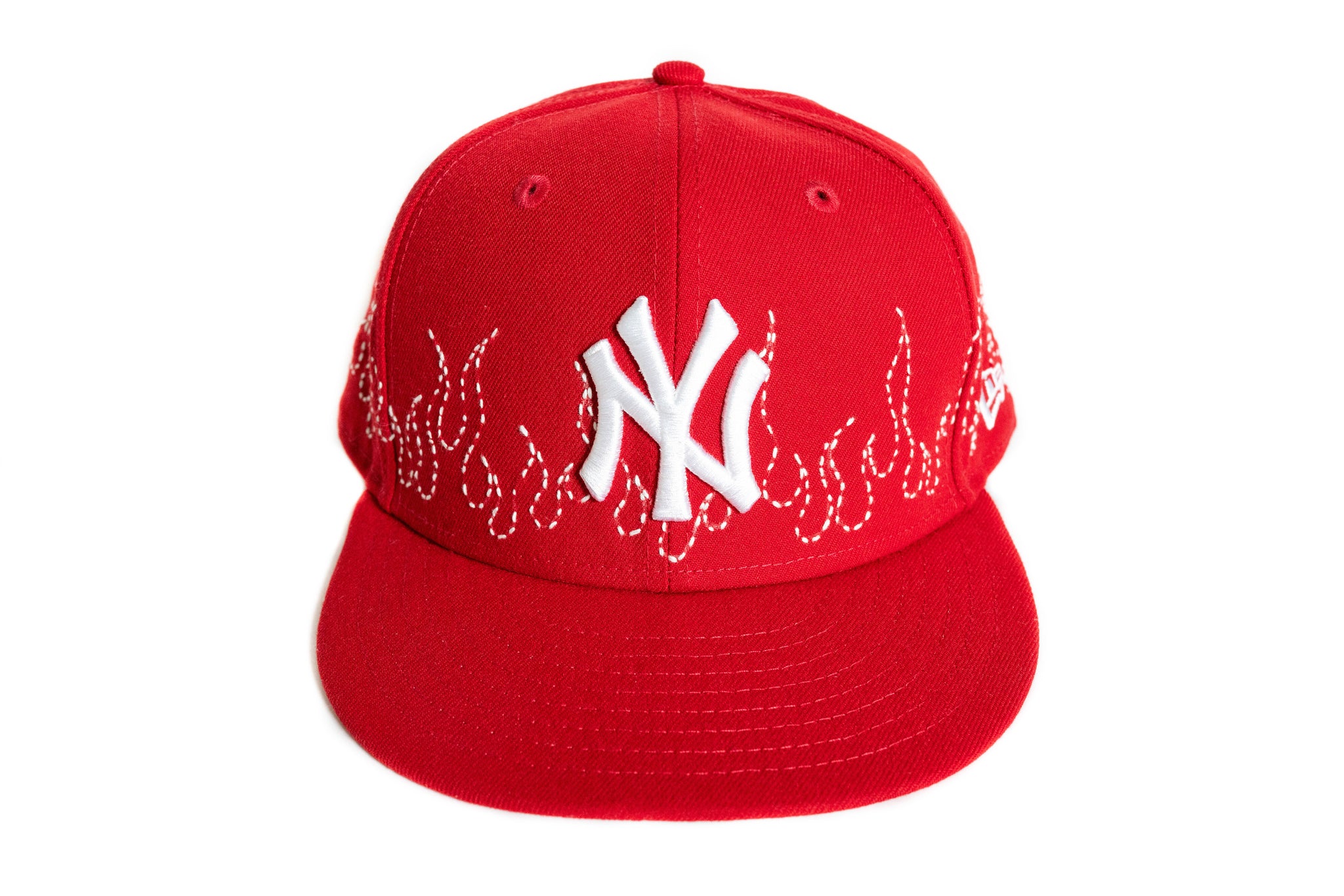 Custom New Era New York Yankees Flame Sashiko Hat (Red)