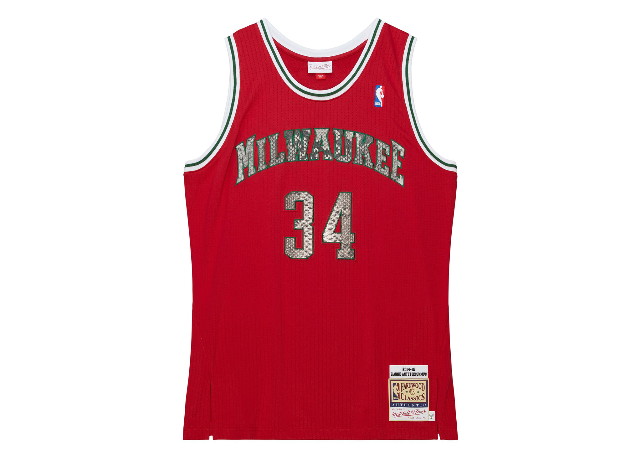 Custom Mitchell & Ness Giannis Antetokounmpo 2014-2015 Milwaukee Bucks Python Jersey