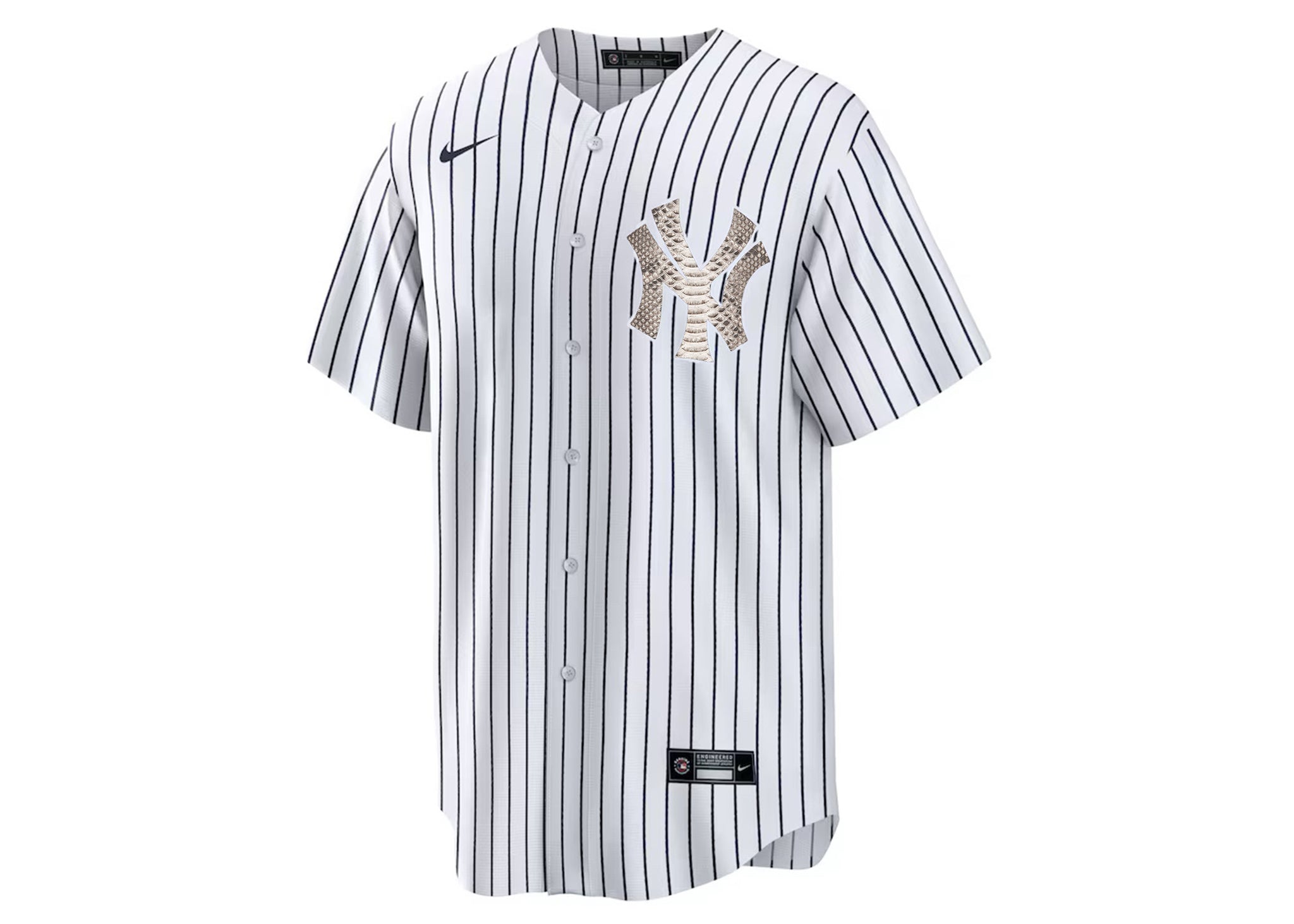 Custom Nike Aaron Judge New York Yankees Pinstripe Python Jersey
