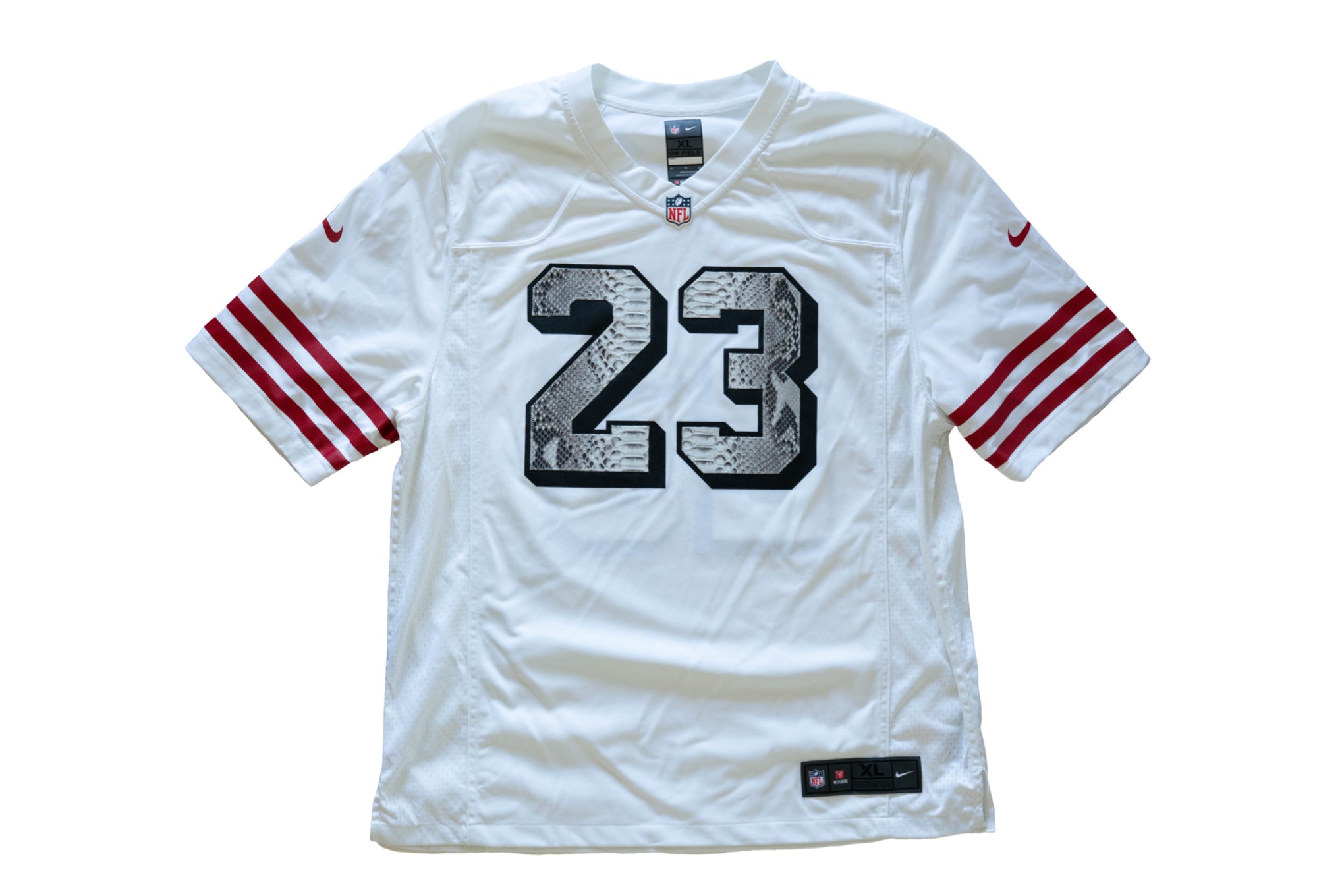 Custom Nike Christian McCaffrey San Francisco 49ers Python Jersey (White)