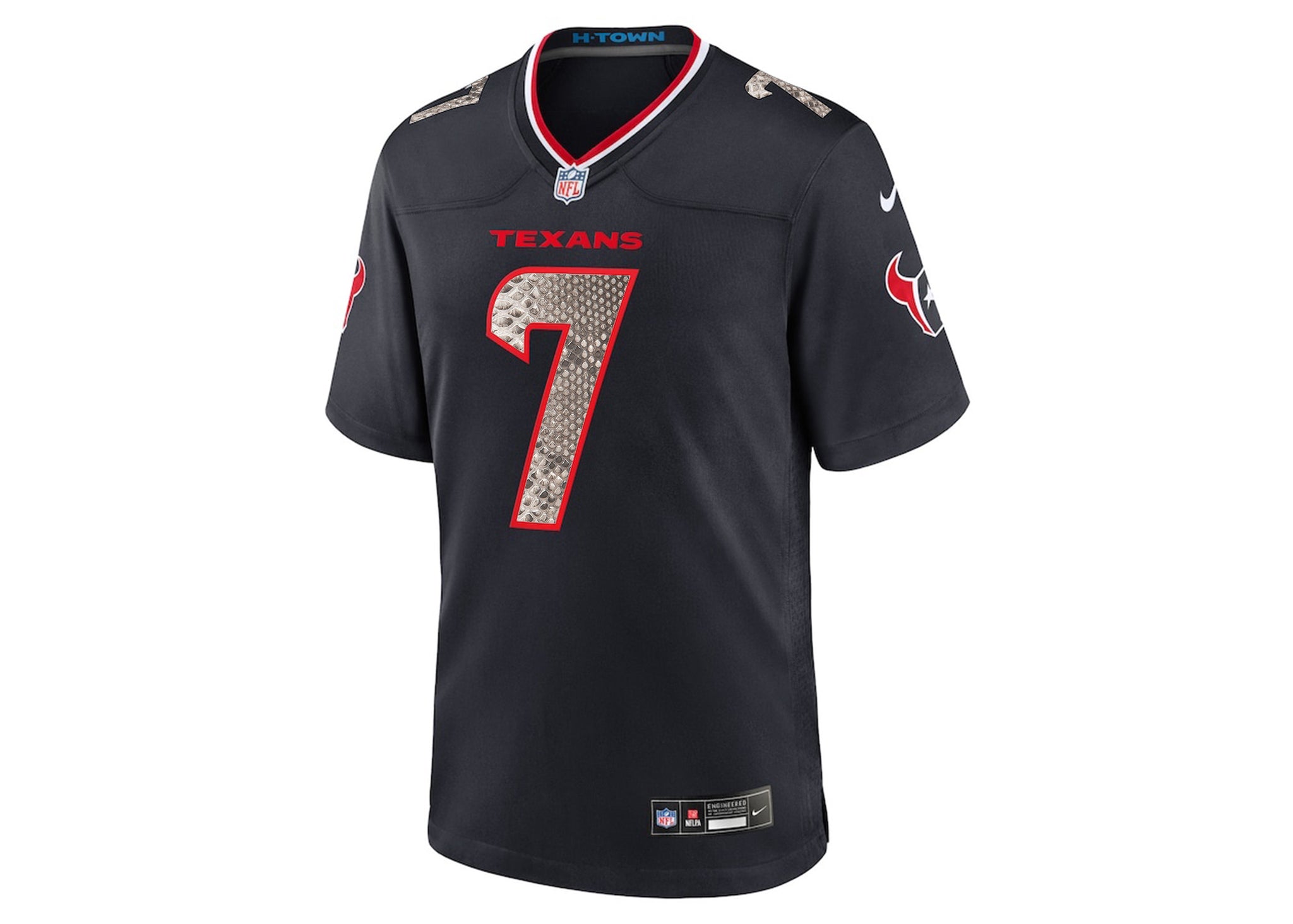 Custom Nike CJ Stroud Houston Texans Python Jersey (Blue)