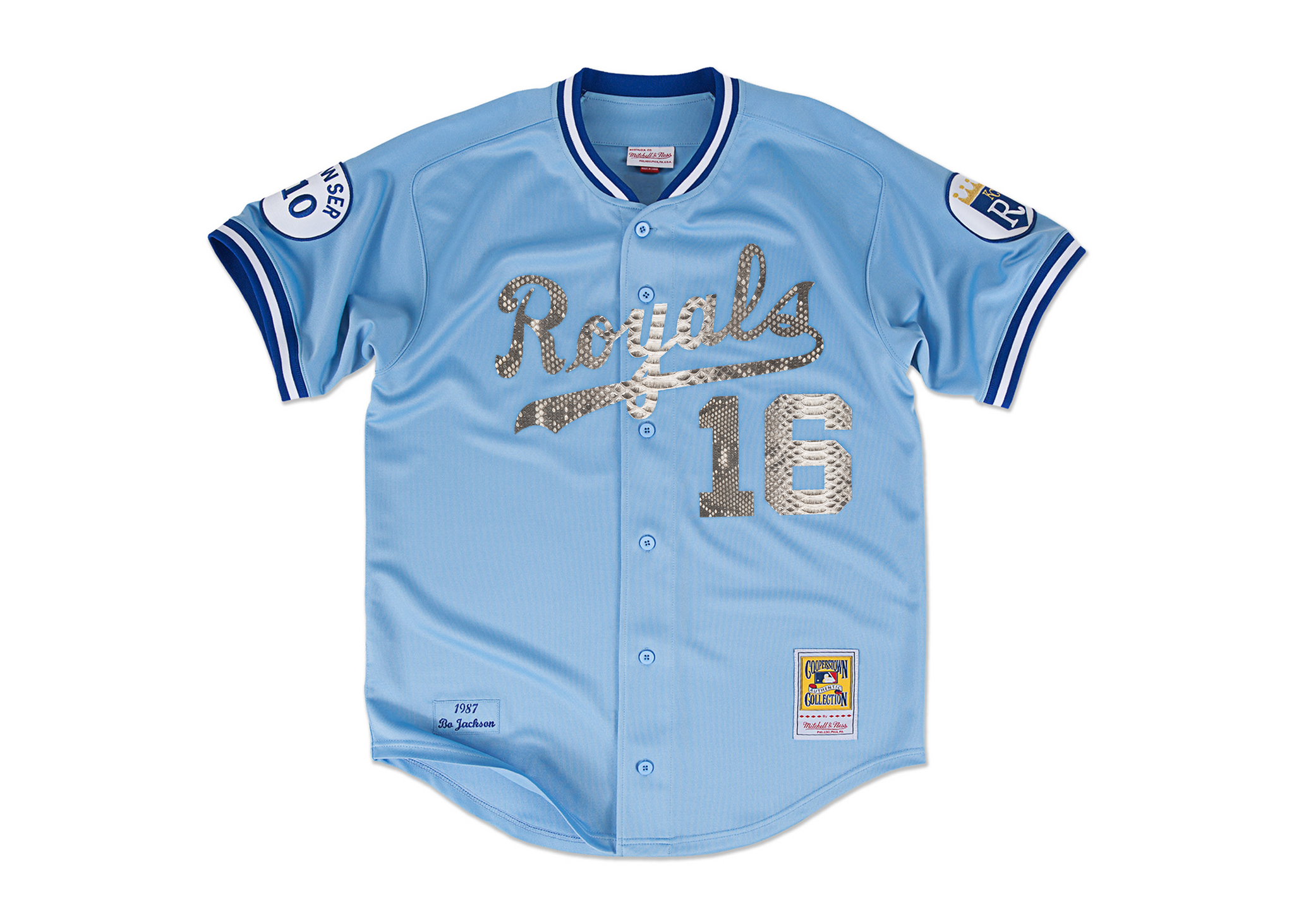 Custom Mitchell & Ness Bo Jackson 1987 Kansas City Royals Python Jersey
