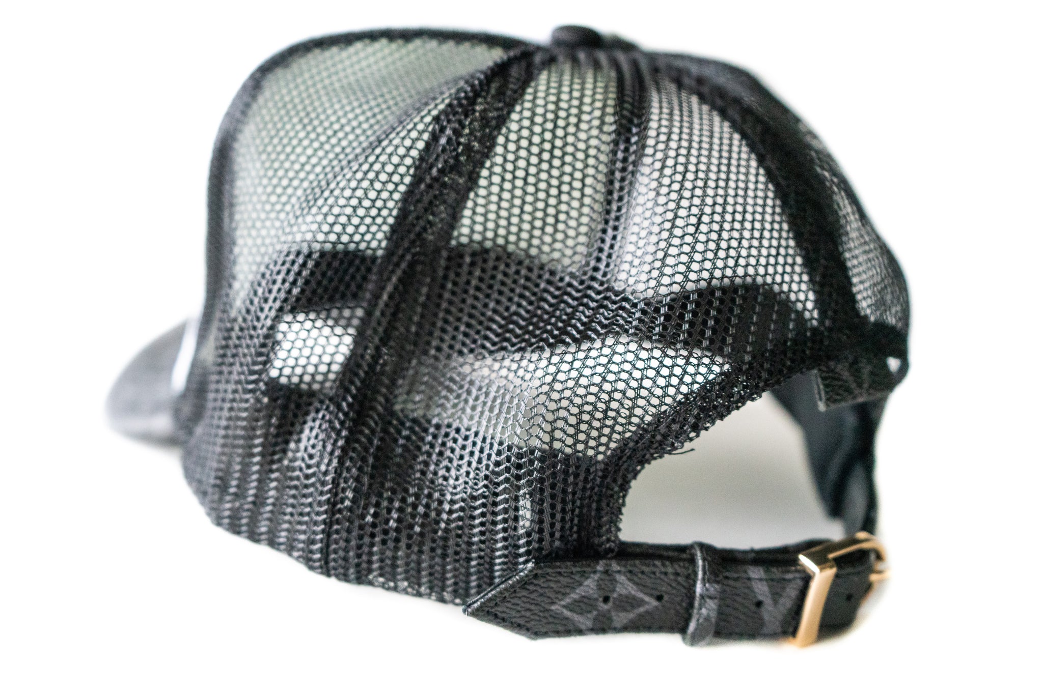 Custom Louis Vuitton White & Black Trucker Hat Strapback
