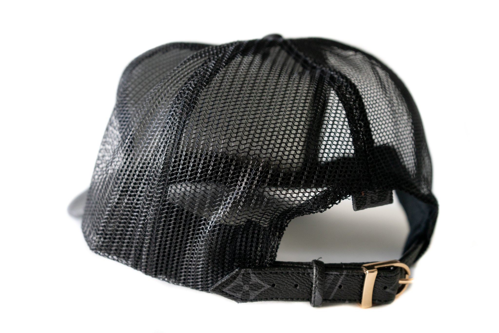 Custom All Black Louis Vuitton Trucker Hat Strapback