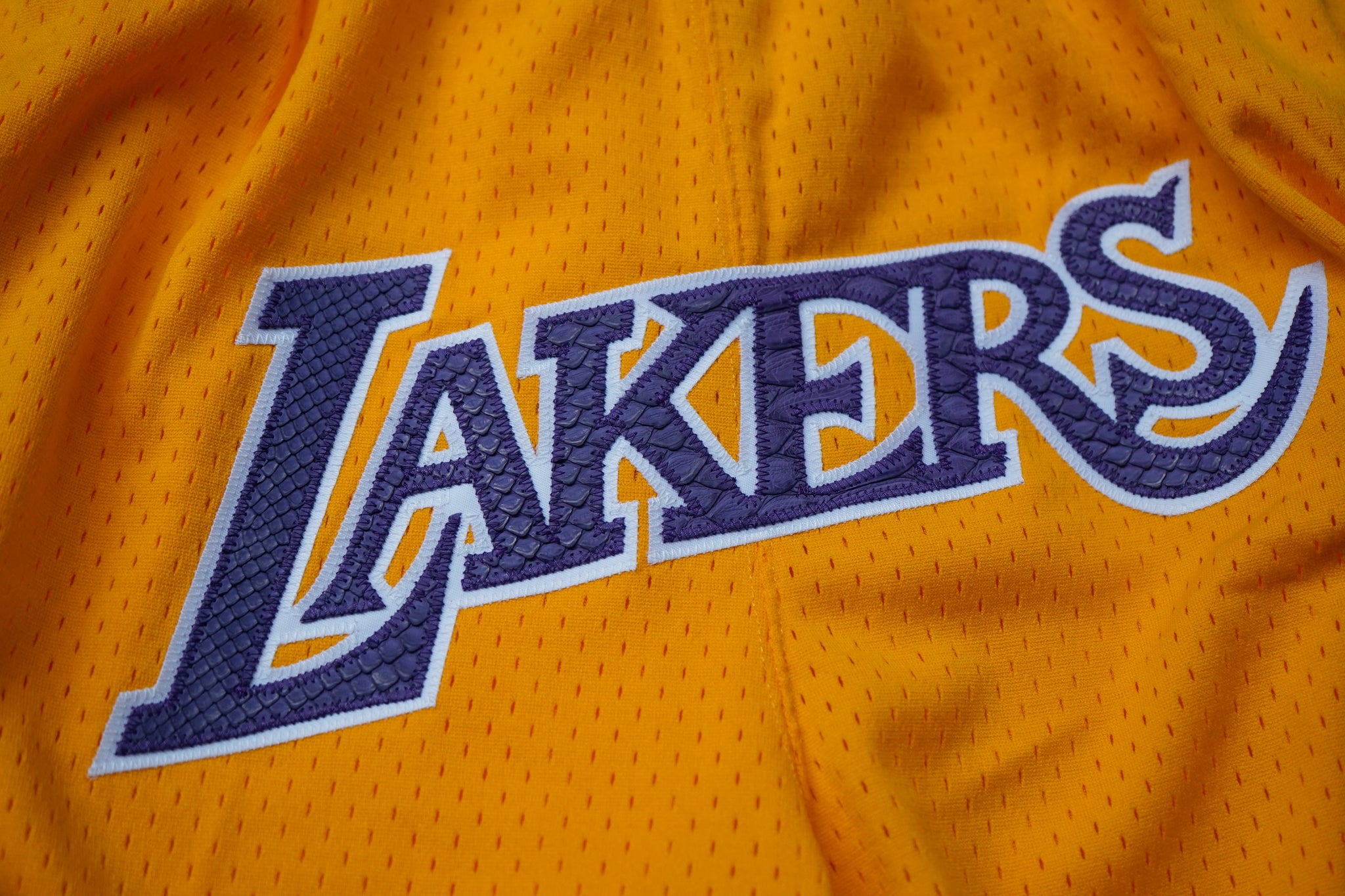 Custom Mitchell & Ness Los Angeles Lakers 1996-1997 Kobe Bryant Edition Python Swingman Shorts (Home)