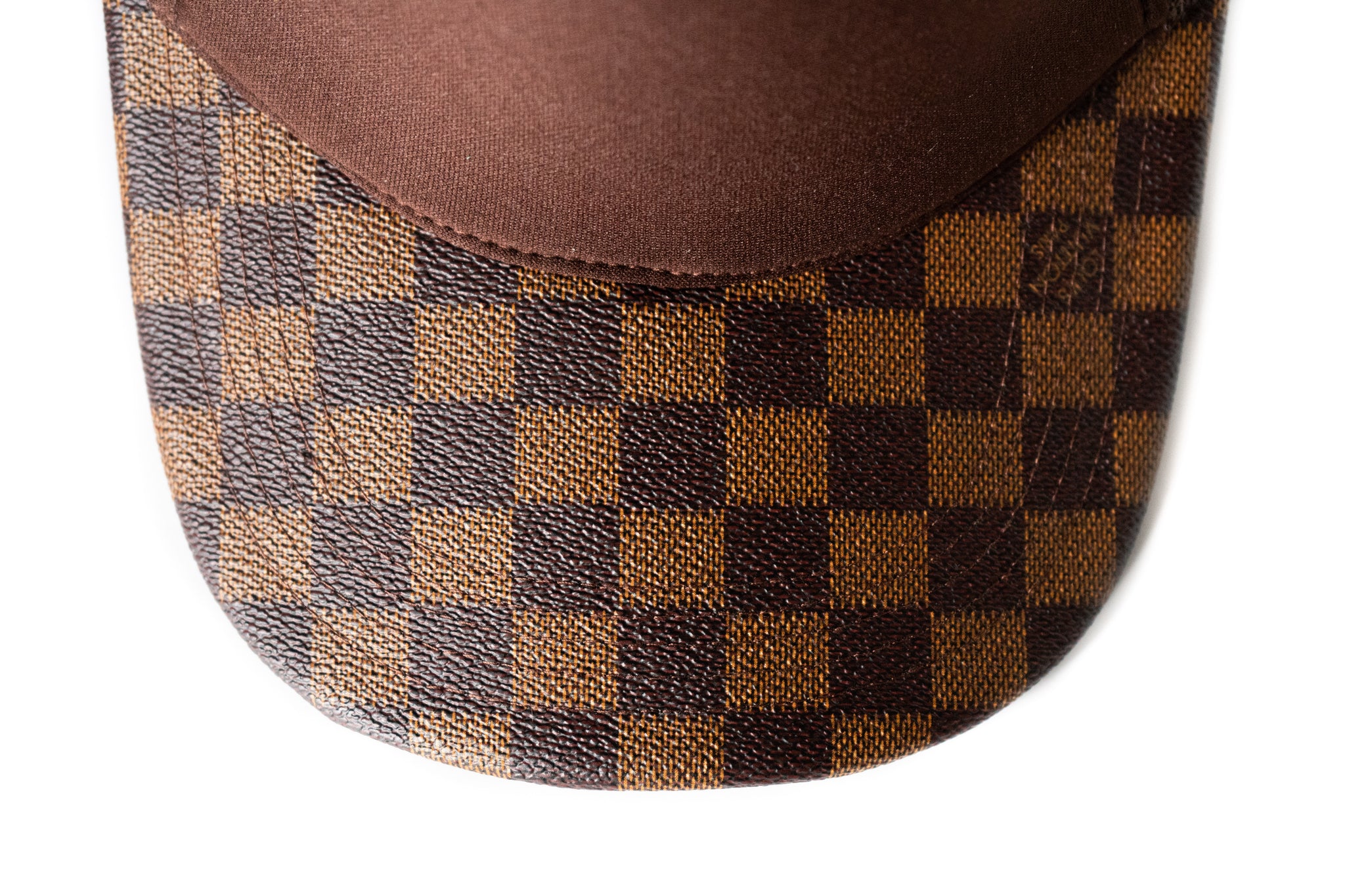 Custom Brown Checkered Louis Vuitton Trucker Hat Strapback