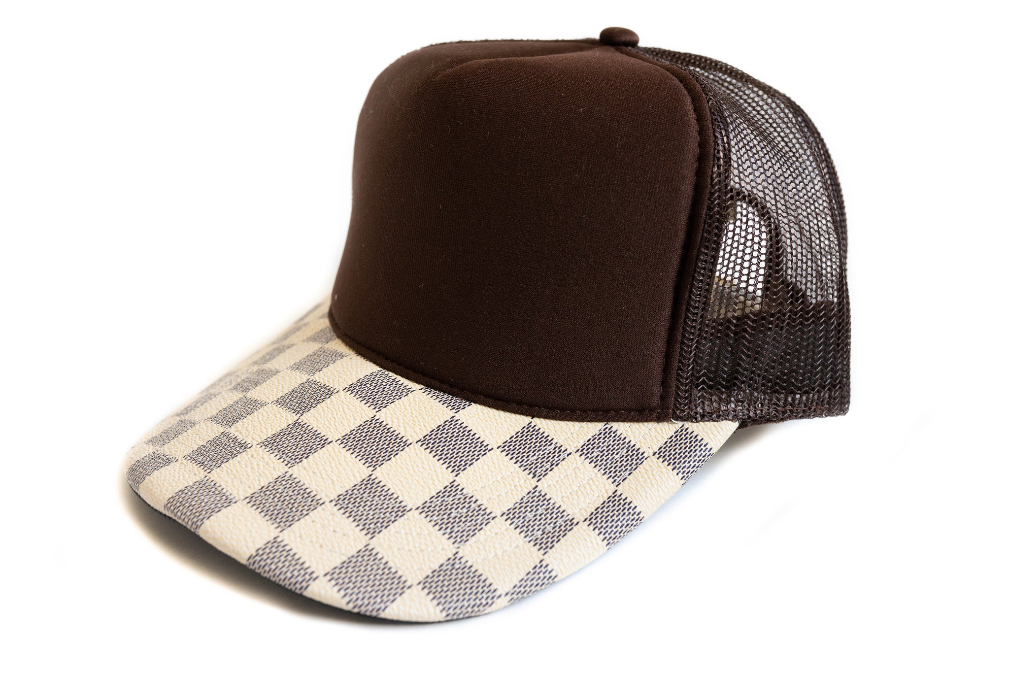 Custom Louis Vuitton Damier Brown Trucker Hat Strapback
