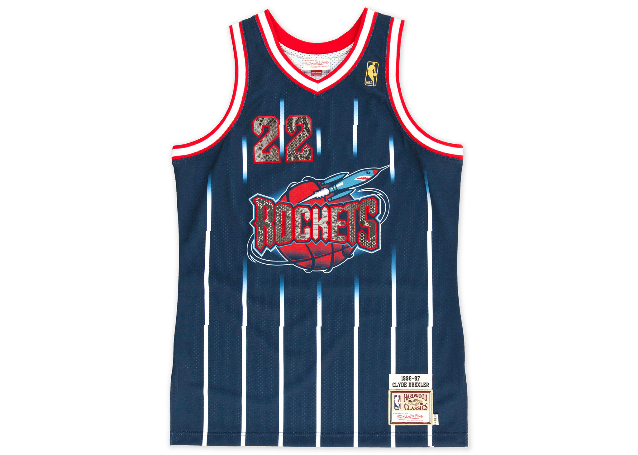 Custom Mitchell & Ness Clyde Drexler 1996-1997 Houston Rockets Python Jersey