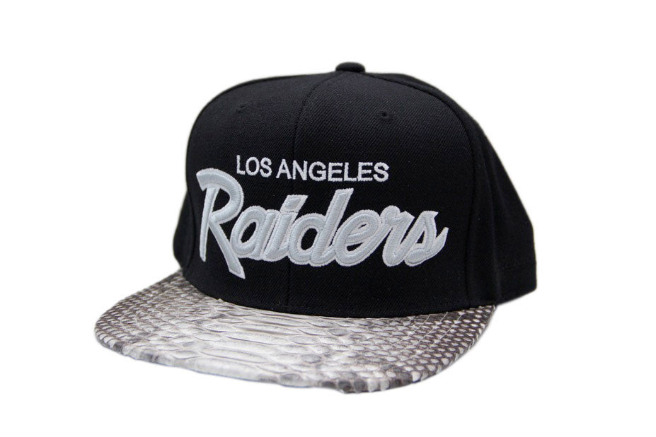 Custom Mitchell & Ness Los Angeles Raiders The Script Natural Strapback