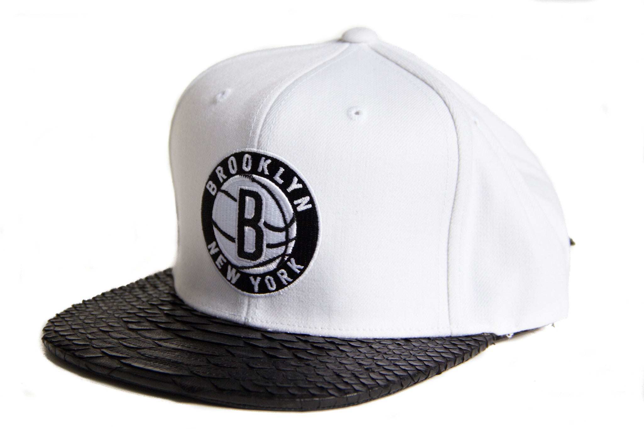 Custom Mitchell & Ness Brooklyn Nets Solid White Strapback