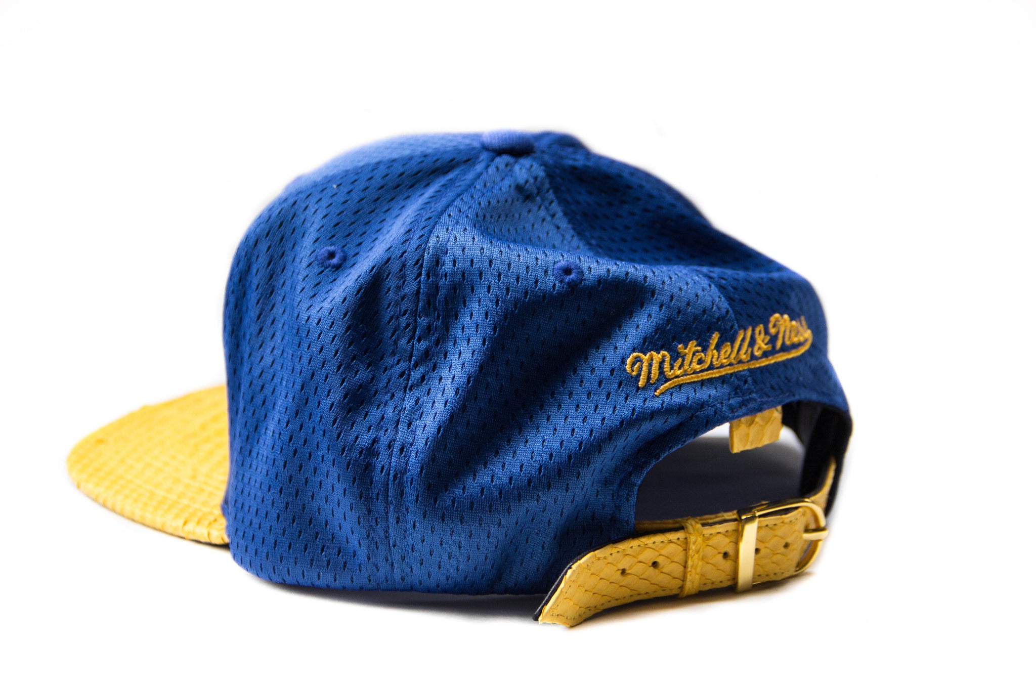 Custom Mitchell & Ness Golden State Warriors Mesh Strapback (Yellow)