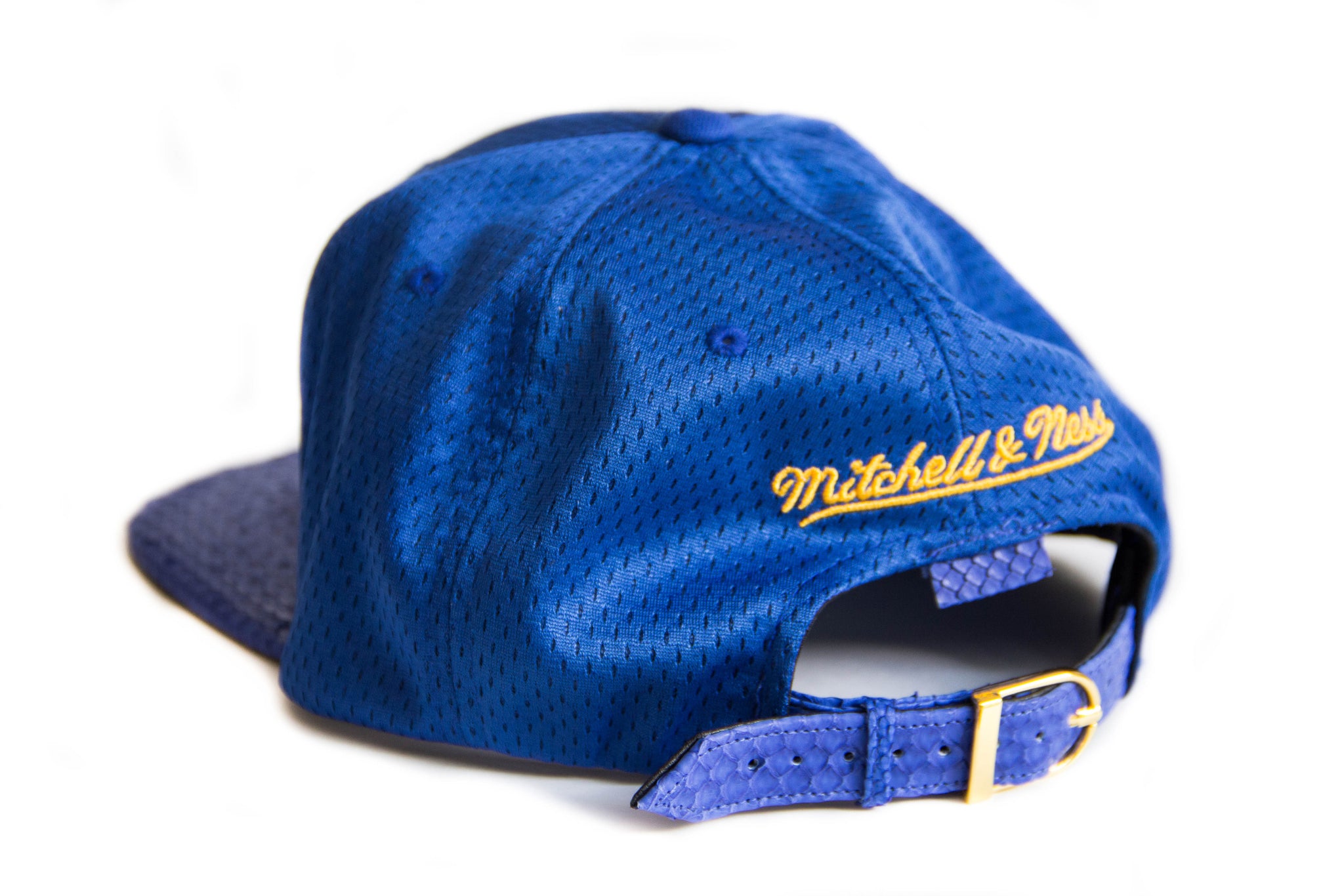 Custom Mitchell & Ness Golden State Warriors Mesh Strapback (Blue)