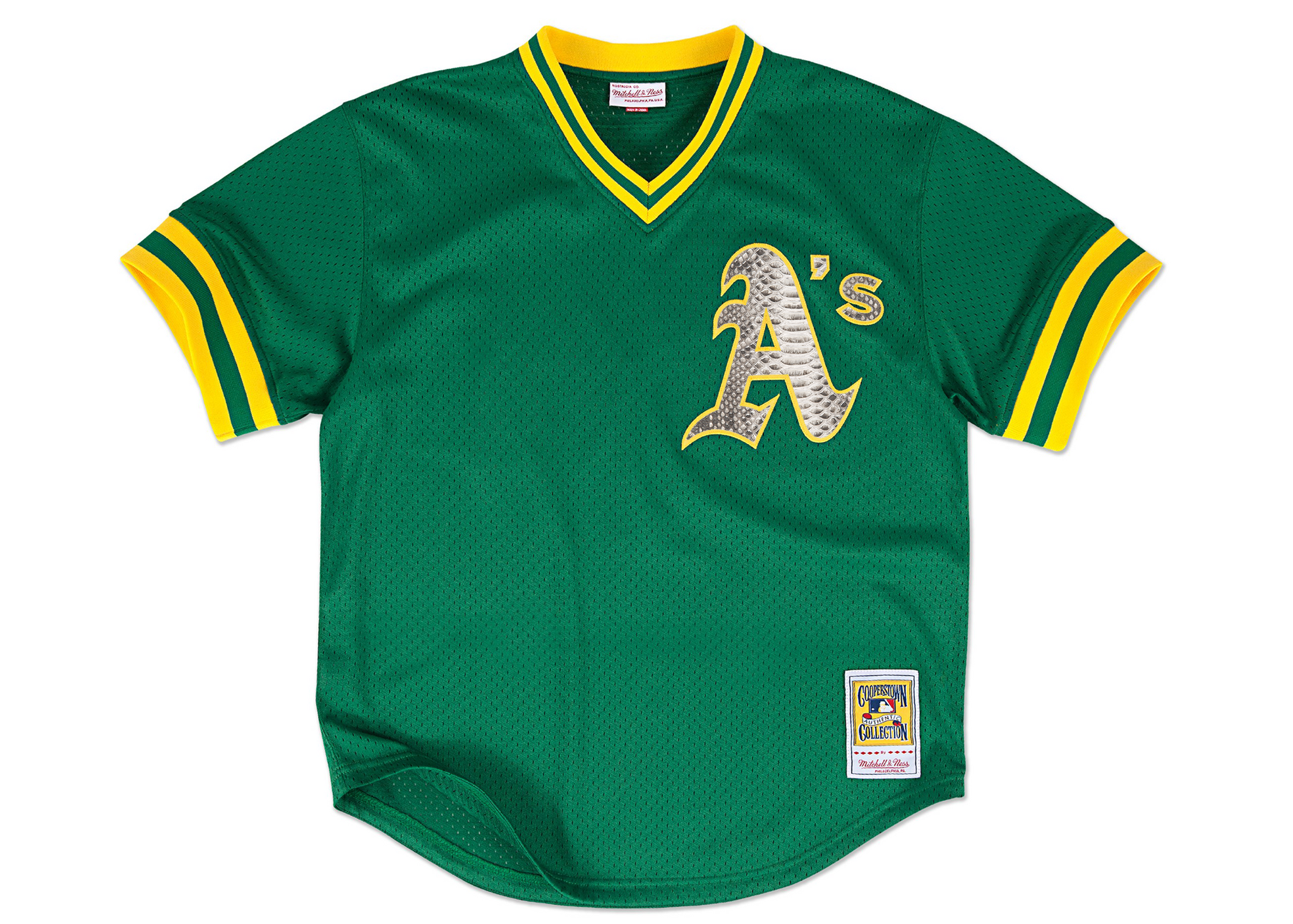 Custom Mitchell & Ness Rickey Henderson 1991 Oakland Athletics Authentic BP Python Jersey