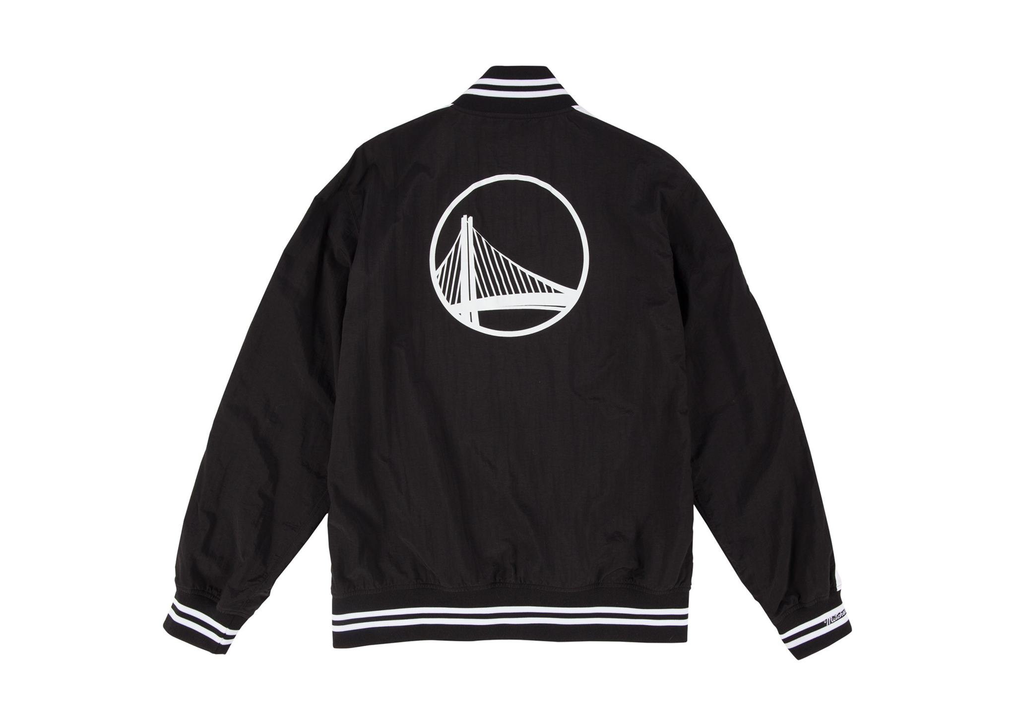 Custom Mitchell & Ness Golden State Warriors "Nothing But Net" Python Warm Up Jacket (Black)