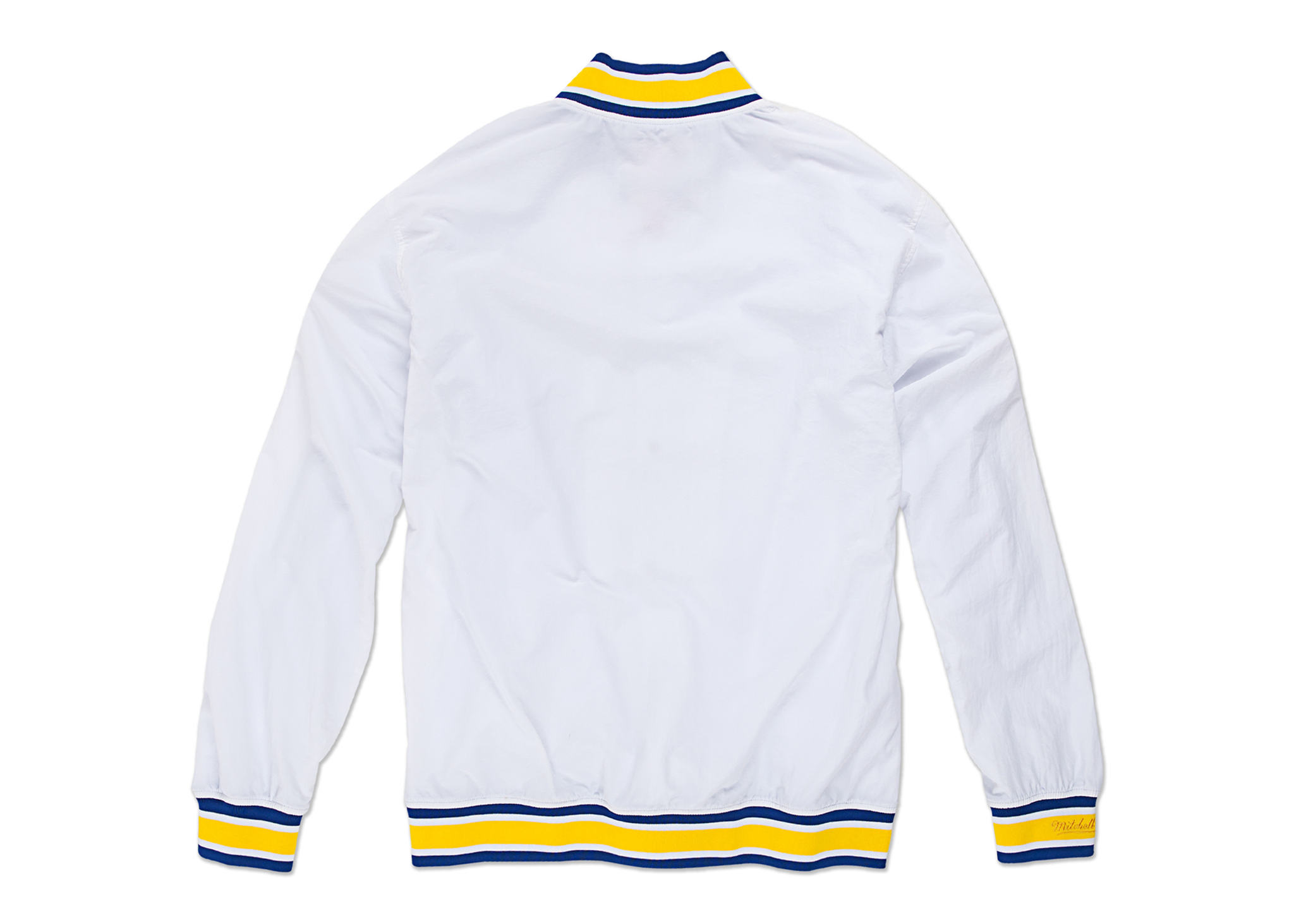 Custom Mitchell & Ness Golden State Warriors "Nothing But Net" Python Warm Up Jacket (White)