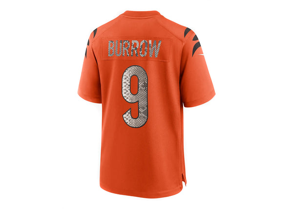 Custom Nike Joe Burrow Cincinnati Bengals Python Orange Jersey
