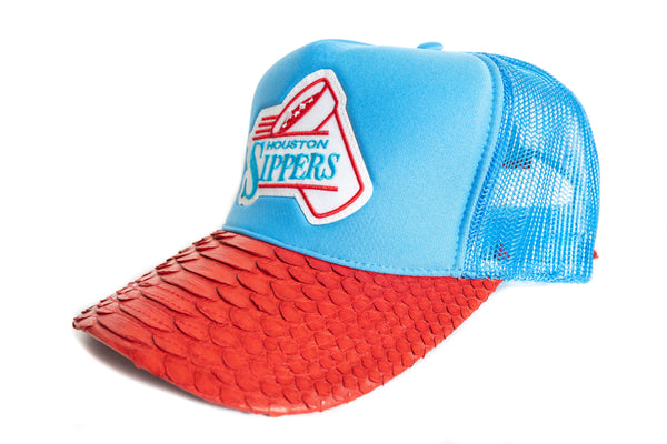Custom HOUSTON SIPPERS Custom Red Python Trucker Hat Strapback