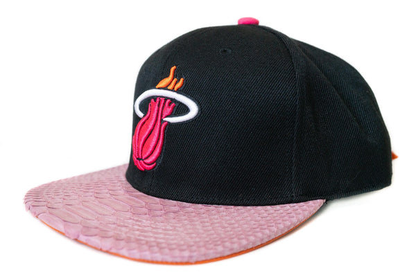 Custom Mitchell & Ness Miami Heat Pink Basic Logo Strapback