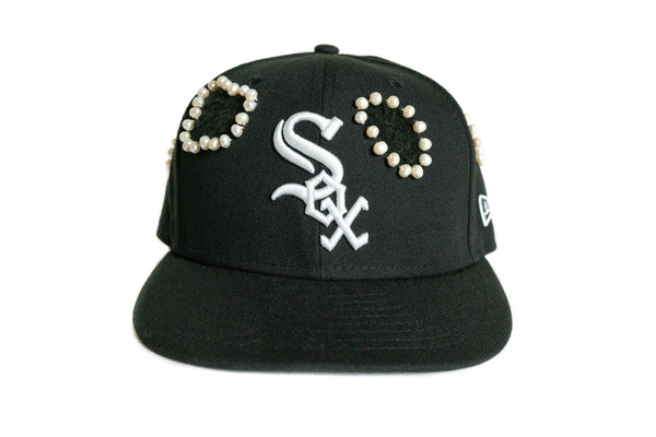 Custom Black Chicago Whitesox Pearl Hat