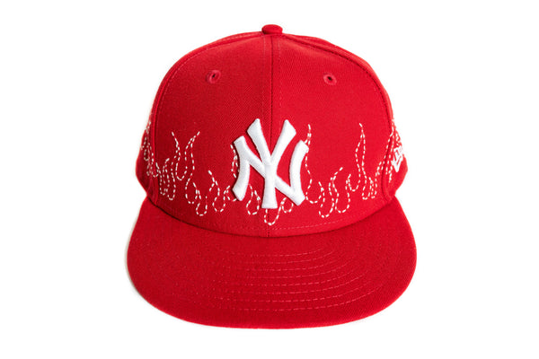 Custom New Era New York Yankees Flame Sashiko Hat (Red)
