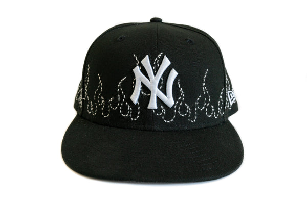 Custom New Era New York Yankees Flames Sashiko Hat (Black)