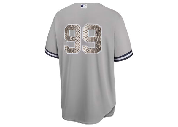 Custom Nike Aaron Judge New York Yankees Python Jersey (Grey)
