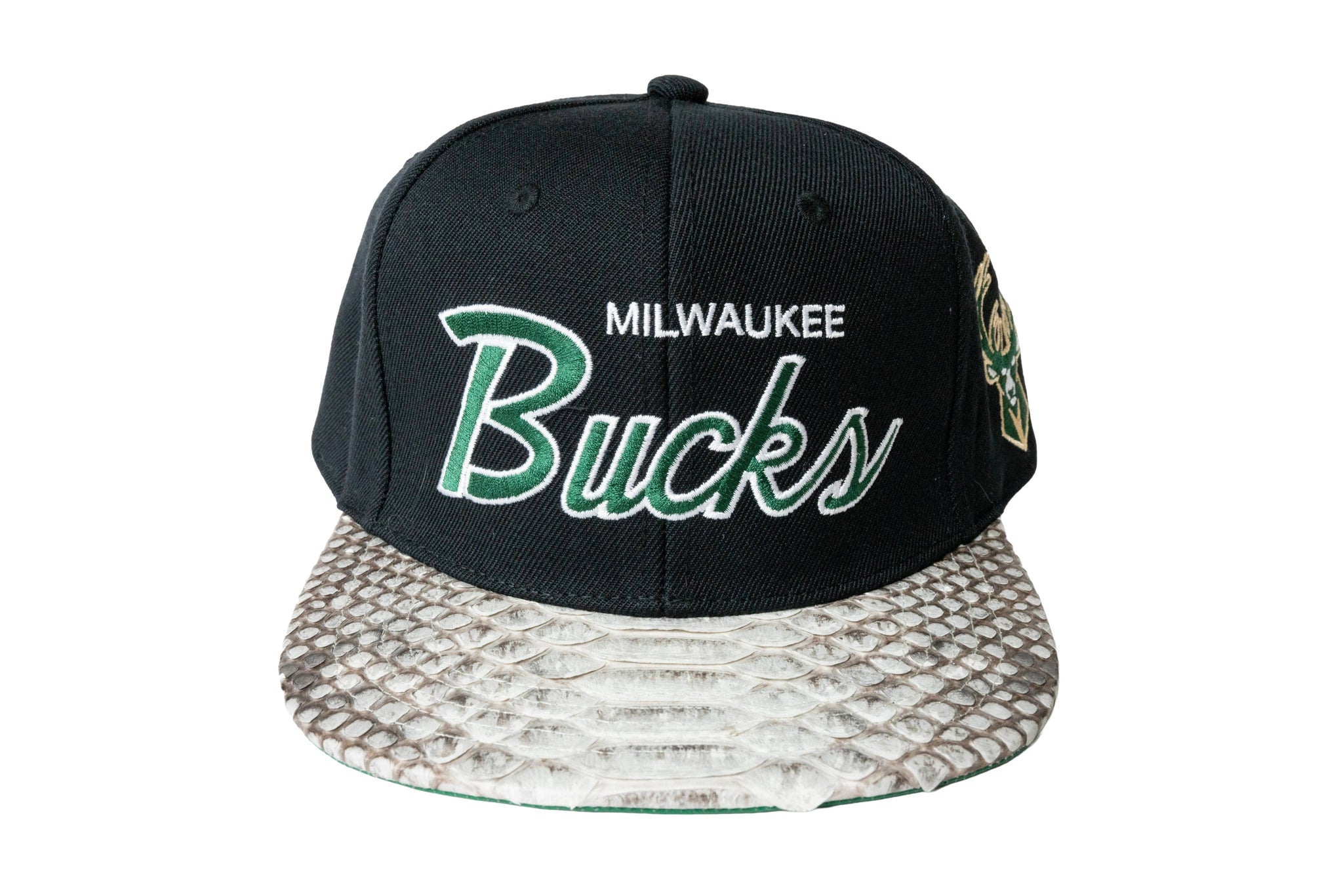 Custom Mitchell & Ness Milwaukee Bucks The Script Natural Strapback