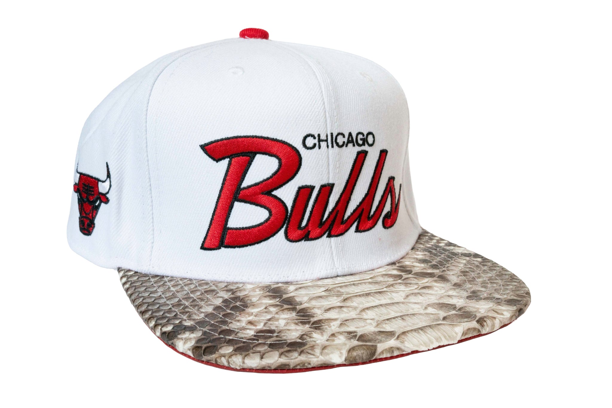 Custom Mitchell & Ness Chicago Bulls White Script Strapback