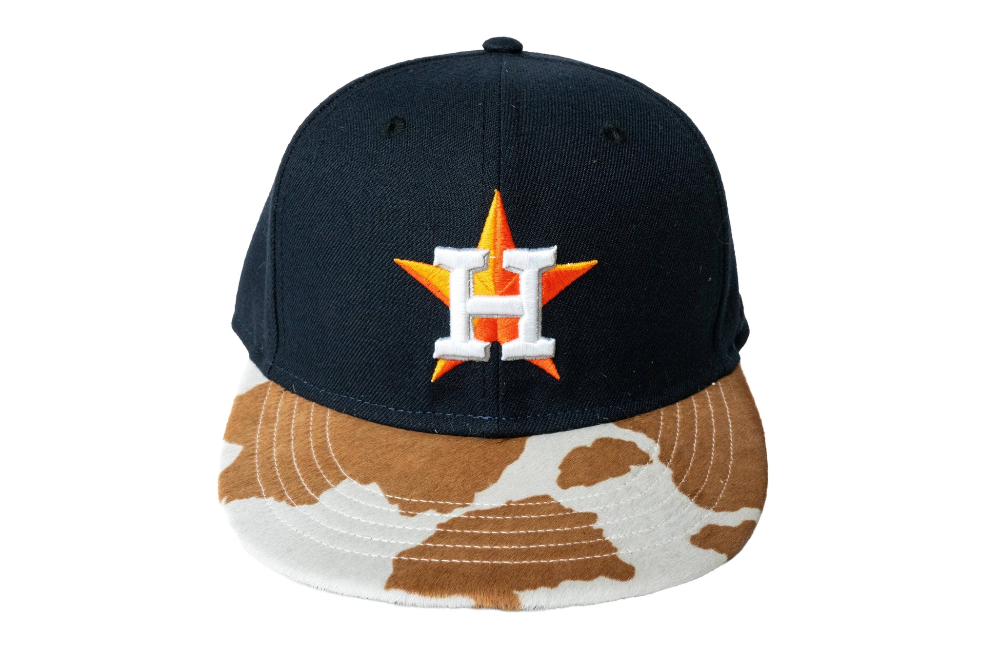 Custom New Era Houston Astros Cow Print Leather Fitted