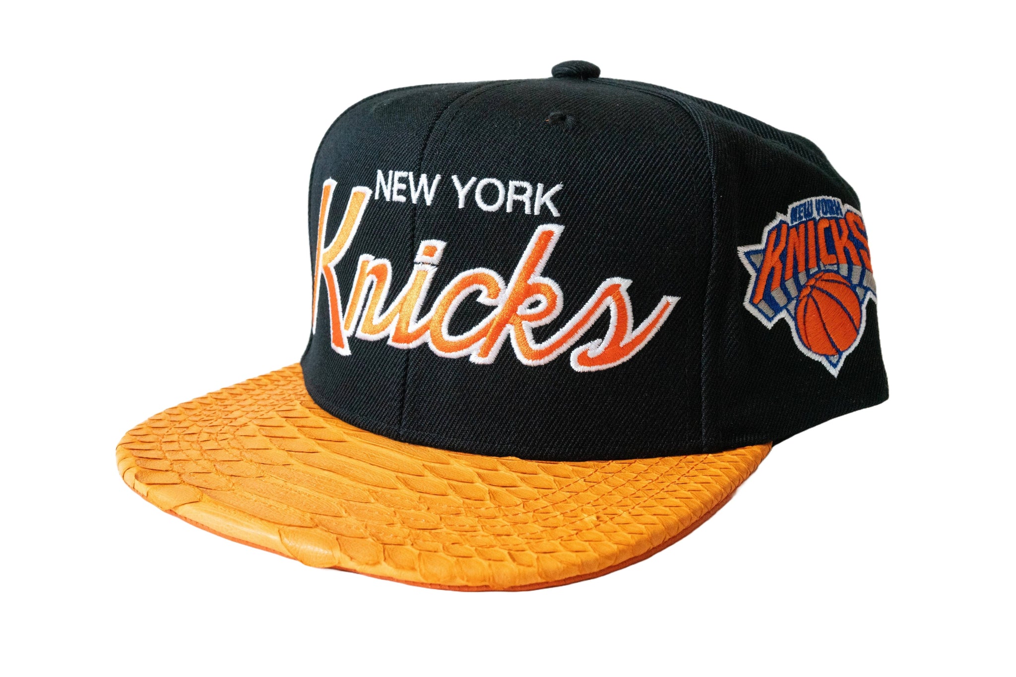 Custom Mitchell & Ness New York Knicks The Script Strapback (Orange)