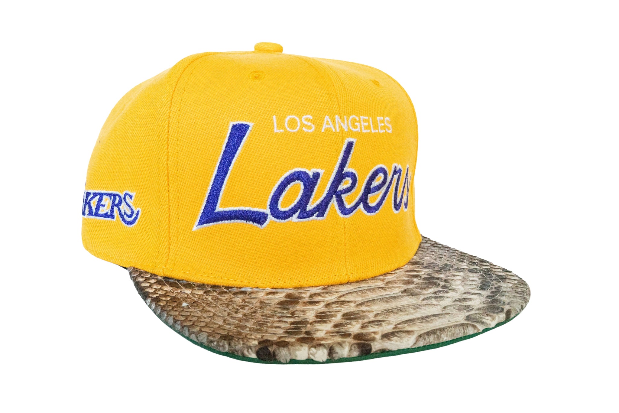 Custom Mitchell & Ness Yellow Los Angeles Lakers Script Strapback