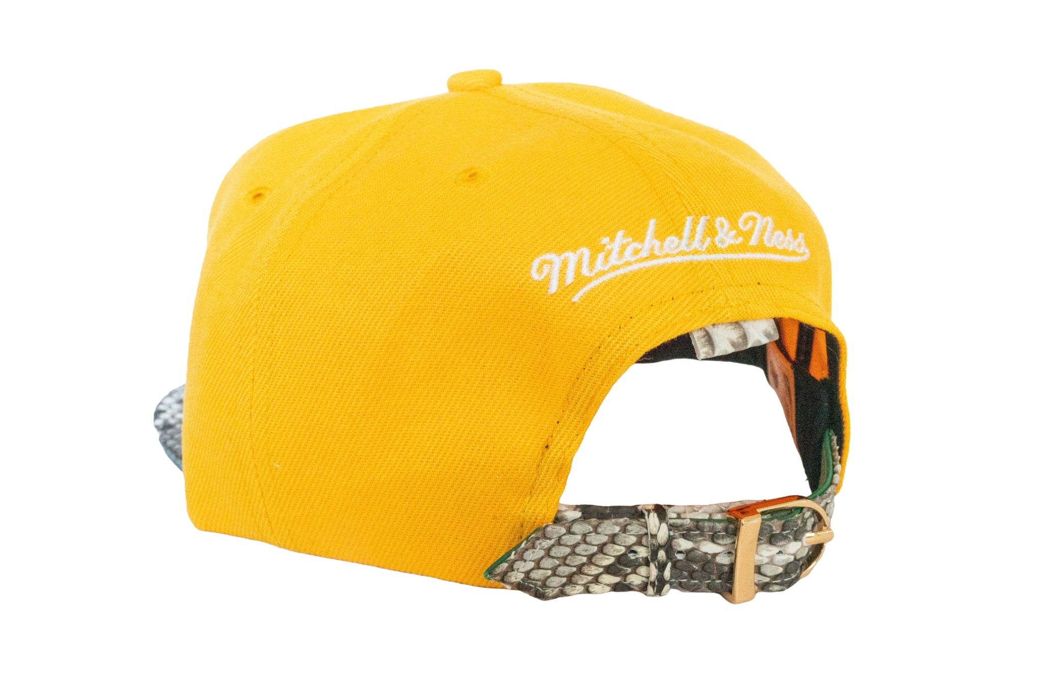 Custom Mitchell & Ness Yellow Los Angeles Lakers Script Strapback
