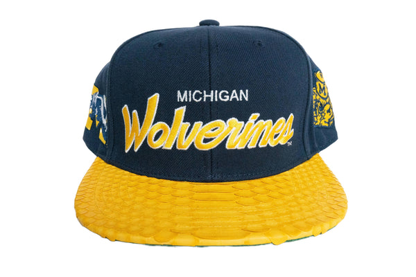 Custom Mitchell & Ness Michigan Wolverines The Script Strapback