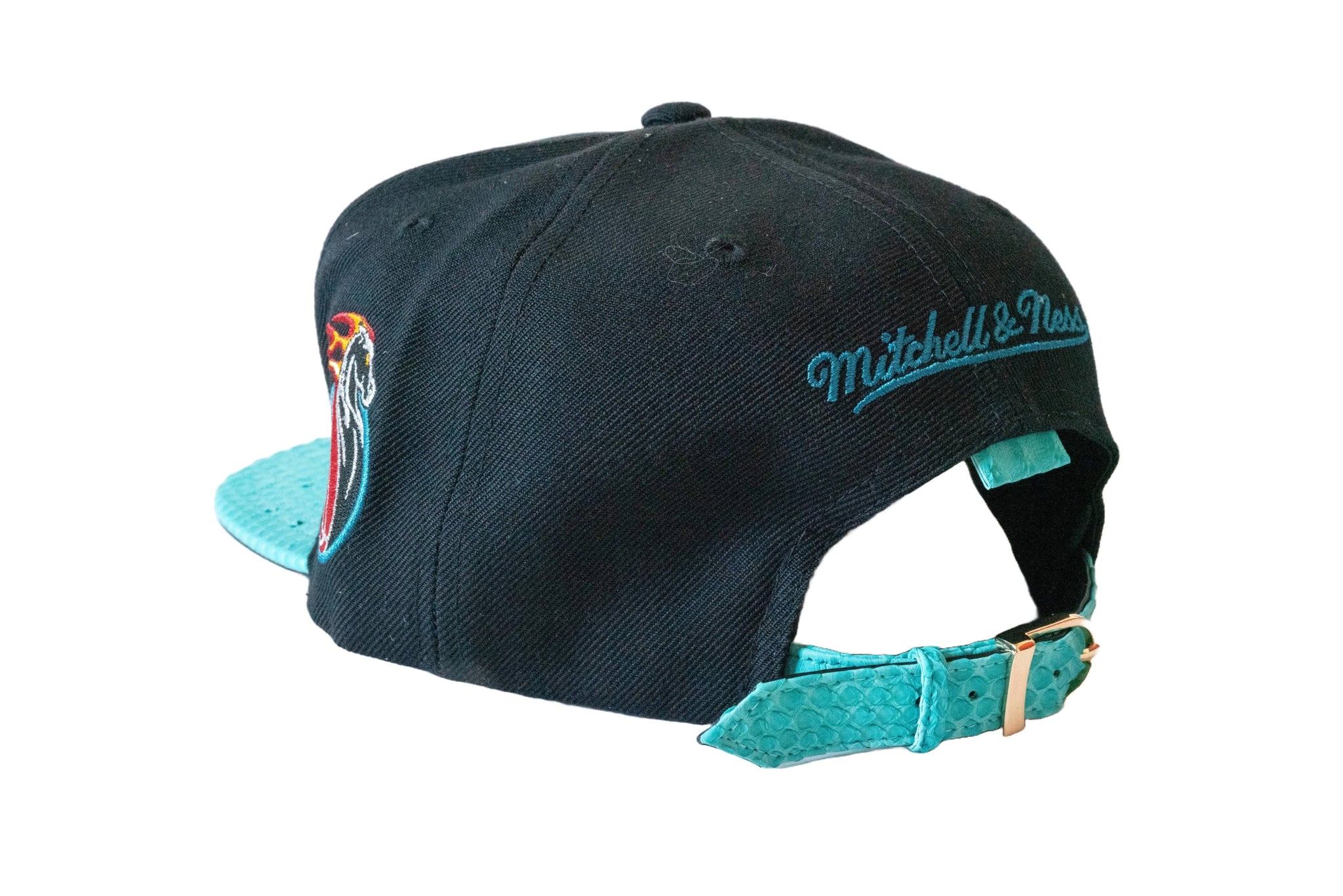 Custom Mitchell & Ness Detroit Pistons The Script Teal Strapback
