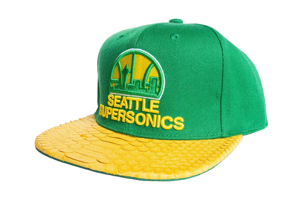 Custom Mitchell & Ness Seattle SuperSonics Green/Yellow Strapback