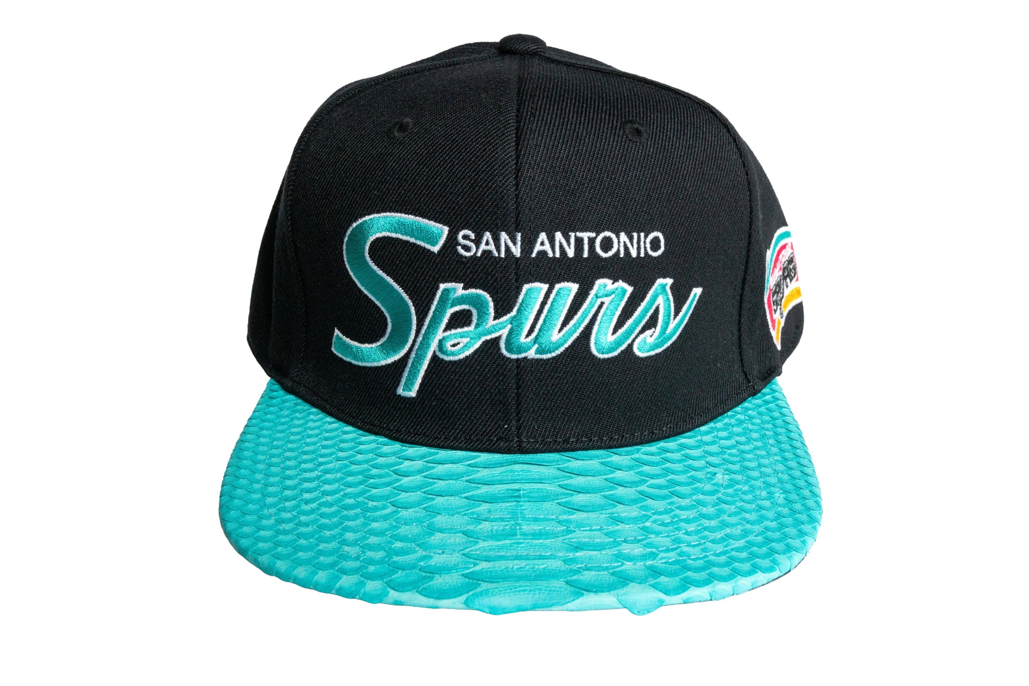 Custom Mitchell & Ness San Antonio Spurs Script Teal Strapback