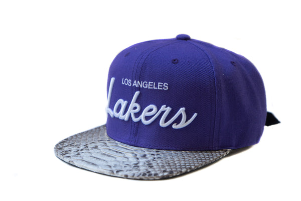 Custom Mitchell & Ness Los Angeles Lakers Purple Script Strapback