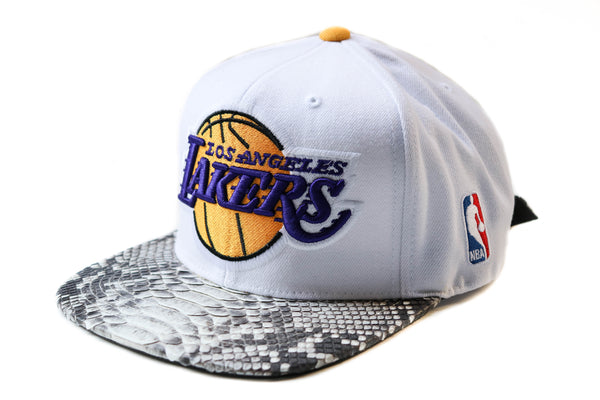 Custom Mitchell & Ness Los Angeles Lakers Basic Logo White Strapback
