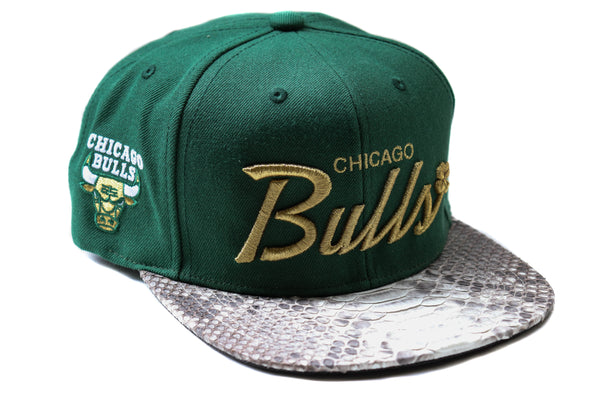 Custom Mitchell & Ness Chicago Bulls Green Clover Strapback