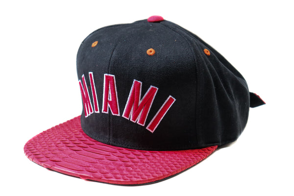 Custom Mitchell & Ness Miami Heat Bold Logo Strapback