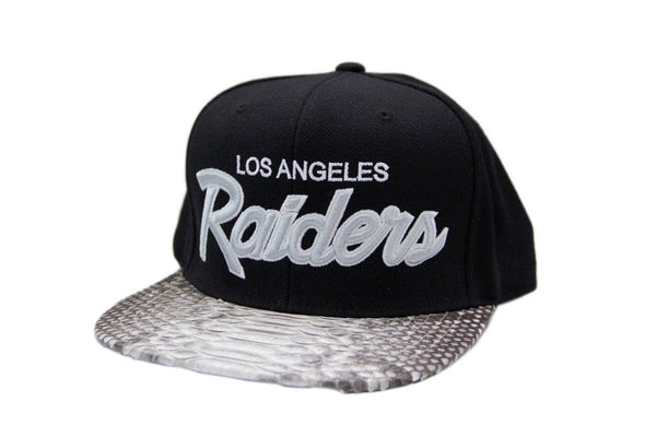 Custom Mitchell & Ness Los Angeles Raiders The Script Natural Strapback