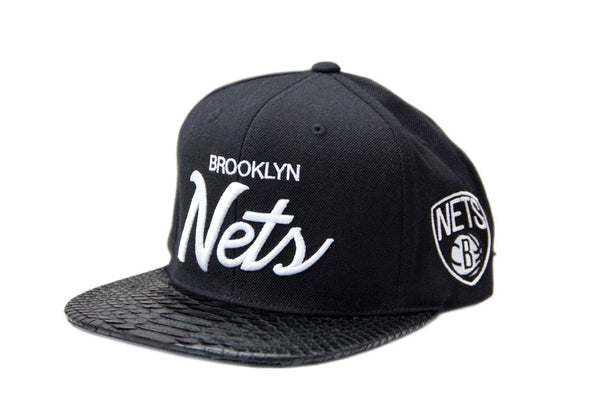 Custom Mitchell & Ness Brooklyn Nets The Script Black Strapback