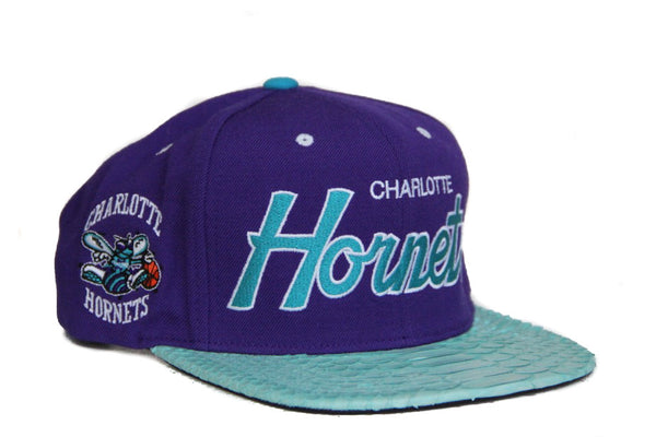 Custom Mitchell & Ness Charlotte Hornets The Script Mint Strapback