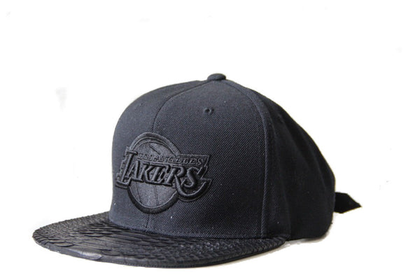 Custom Mitchell & Ness Los Angeles Lakers XL Logo Black Strapback