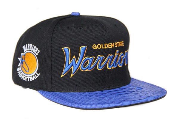 Custom Mitchell & Ness Golden State Warriors The Script Black Strapback
