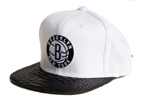 Custom Mitchell & Ness Brooklyn Nets Solid White Strapback
