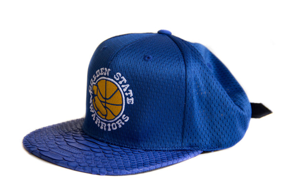 Custom Mitchell & Ness Golden State Warriors Mesh Strapback (Blue)
